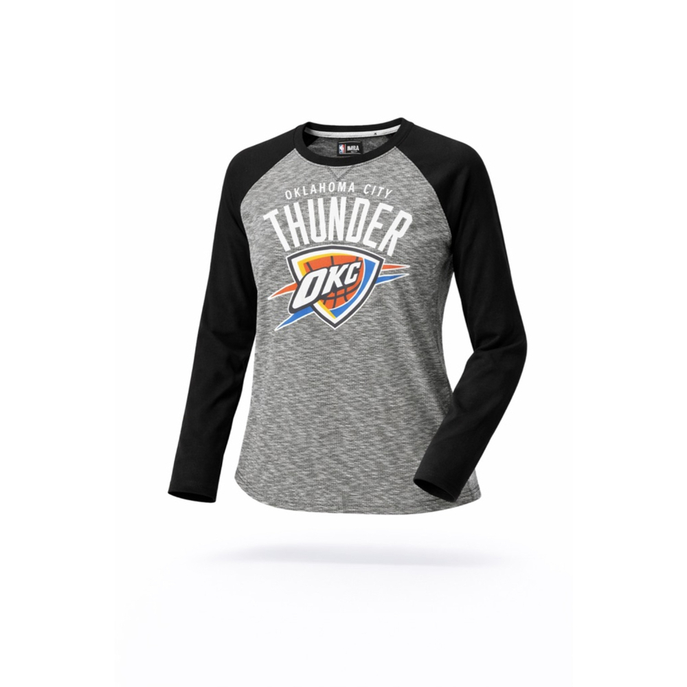 UNK NBA Oklahoma City Thunder Unisex Long Sleeve Raglan Shirt Gray/Black Sz L​